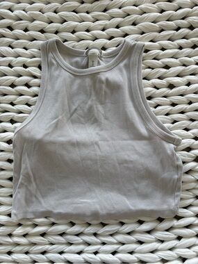 H&M Ribbed Crop Tank Top - Light Gray